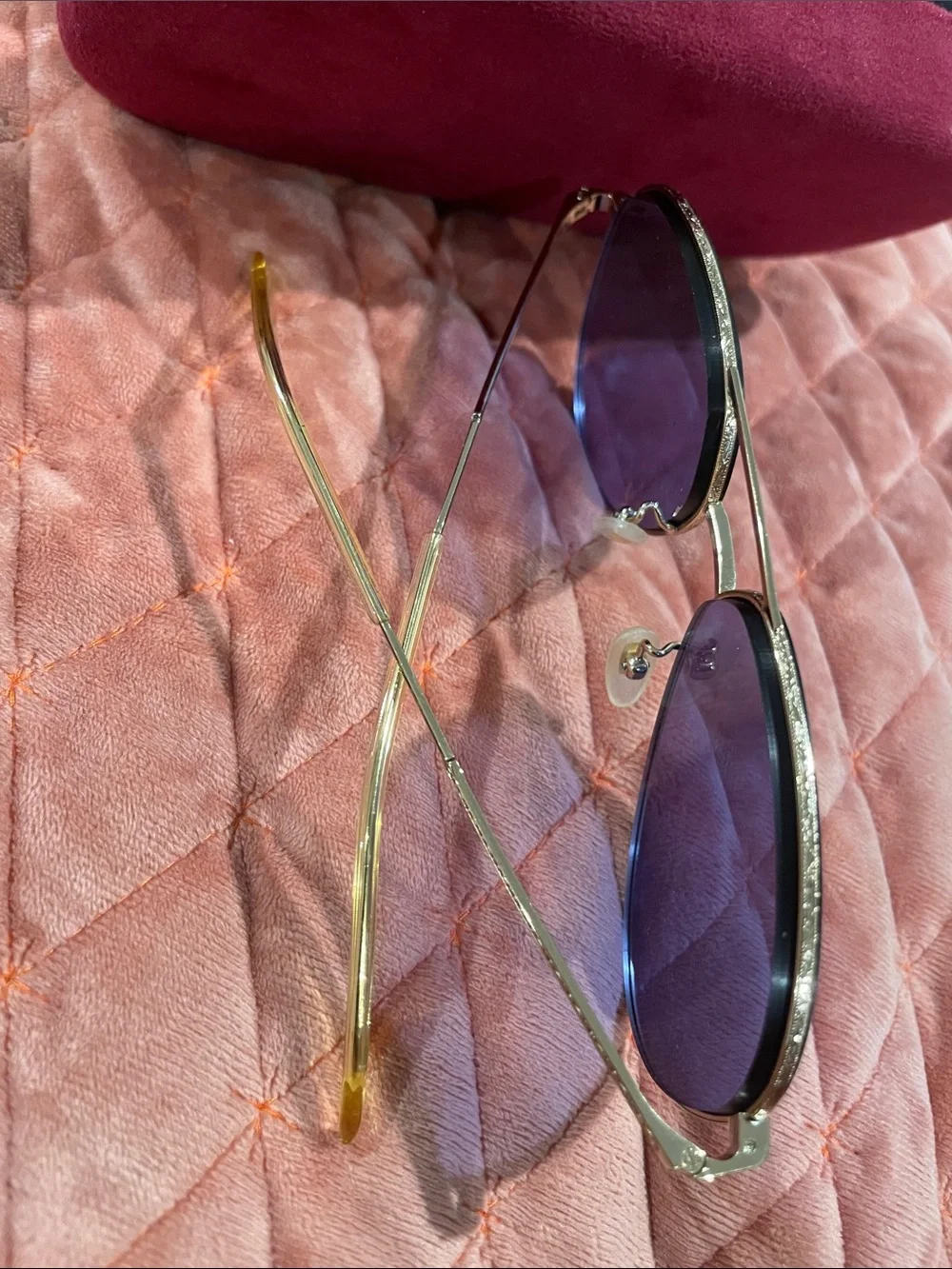 Gucci Gold Frame Sunglasses with blue Lenses